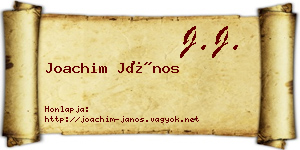 Joachim János névjegykártya